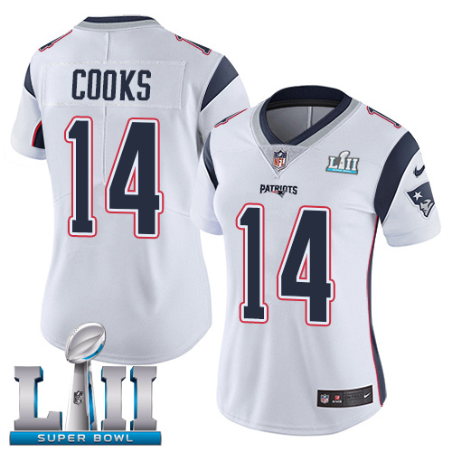 Nike Patriots #14 Brandin Cooks White Super Bowl LII Women's Stitched NFL Vapor Untouchable Limited Jersey